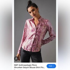 Anthropologie Pilcro brand pink tie dye sequin button down